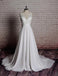 Lace Back Bow V Neck Cheap Beach Wedding Dresses Online, WD383