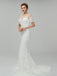 Ivory Mermaid Lace Rustic Wedding Dresses Illusion Neckline Beach Wedding Dresses, QB0321