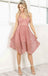 Cheap V Neck Short Cute Lace Homecoming Dresses 2018, CM501