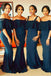 Teal Mismatched Lace Beaded Cheap Long Bridesmaid Dresses Online, WG294