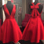 Short Cheap Simple V Neck Red Homecoming Dresses 2018, CM517
