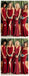 Burgundy Mermaid Long Mismatched Cheap Bridesmaid Dresses Online, WG278