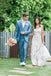 Elegant Sheath V Neck Backless White Lace Wedding Dresses with Train, QB0815