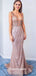 Deep V-neck Sparkly Sequins Tulle Backless Mermaid Evening Gowns Prom Dresses , QBP016