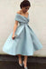 Off Shoulder Dusty Blue Short Cheap Homecoming Dresses 2018, CM543