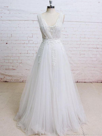 V Neck Sexy See Through Unique Lace Cheap Dresses For Wedding, WD396