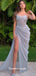 Organza Spaghetti Strap Pleats Rhinestones Sexy Slits Long Party Gowns Prom Dresses, WGP218