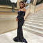Navy Blue Off the Shoulder Long Sleeves Zipper  Long Prom Dresses, QB0669