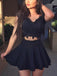 Sexy Two Pieces Black Cap Sleeve Cheap Homecoming Dresses 2018, CM430