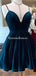Different V-neck Velvet A-line Short Cheap Party Homecoming Dresses, HDS0031