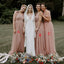 Newest Hot Selling Mismatched Pink Tulle A-line Long Cheap Wedding Party Bridesmaid Dresses, BDS0004