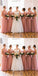 Sexy V-Neck Long Cheap Blush Pink Chiffon Bridesmaid Dresses Online, QB0121