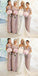 Sheath V-Neck Long Pleated Blush Pink Satin Cheap Bridesmaid Dresses Online, QB0009