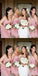 Sweetheart Sleeveless Pink Short Cheap Chiffon Bridesmaid Dresses with Handmade Flower, QB0135