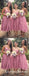 Dusty Rose Spaghetti Strap Sleeveless A Line Lace Bridesmaid Dresses, QB0675