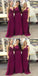 Mismatched Mermaid Long Cheap Grape Satin Bridesmaid Dresses Online, QB0204