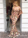 Sheath Off-the-Shoulder Champagne Long Prom Dresses with Appliques, QB0737