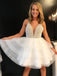 Ivory Sexy V Neck Beaded Cute Homecoming Dresses 2018, CM457