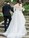 Long Sleeves Organza A-line Wedding Dresses Online, Cheap Simple Bridal Dresses, QB0382