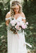 Simple Off-The-Shoulder Off-White Chiffon A-line Long Cheap Beach Wedding Dresses, WDS0002
