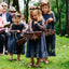 Cute Round Neck Long Sleeves Dark Blue Lace Long Cheap Flower Girl Dresses, QB0109