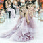Pretty Round Neck Sweep Train Dusty Pink Cheap Flower Girl Dresses With Handmade Flowers, QB0091