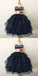 Cute Ball Gown Jewel Navy Blue Lace Flower Girl Dresses with Handmade Flowers, QB0222