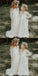 Cute Round Neck Long Sleeves White Lace Long Cheap Flower Girl Dresses, QB0107