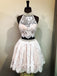 Cheap Halter Two Piece Cute Lace Homecoming Dresses 2018, CM497