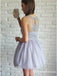 A-line Scoop Neck Tulle Short/Mini Appliques Lace Homecoming Dresses, QB0837