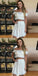 Two Piece Off-Shoulder Lace Short Cheap White Homecoming Dresses, QB0175