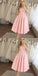 Pretty Round Neck Short Cheap Pink Homecoming Dresses with Lace, QB0219