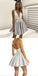 Sexy Deep V-Neck Gray Short Cheap Homecoming Dresses with Appliques, QB0046