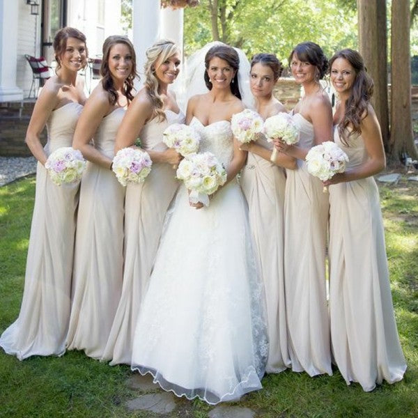 Pretty Sweetheart Long Cheap Ivory Chiffon Bridesmaid Dresses Online, QB0172