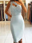 Elegant One Shoulder Mermaid 2019 Lace Short Homecoming Dresses, QB0835
