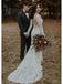 Long Sleeve Vintage Wedding Dresses Backless Rustic Lace Wedding Dresses, QB0323