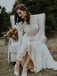 Long Sleeve Vintage Wedding Dresses Backless Rustic Lace Wedding Dresses, QB0323