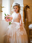 Long  Tulle Cheap Rustic Blush Pink Cute Flower Girl Dresses, QB0356