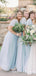 Mismatched Light Blue Chiffon A-line Long Cheap Floor-Length Bridesmaid Dresses, BDS0030