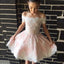 Pretty Off-Shoulder Lace Appliques Short Cheap Pink Homecoming Dresses, QB0069