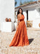 Hot Selling One Shoulder Sleeveless Organe Satin Chiffon Long Cheap Aline Summer Evening Prom Dresses, QB0962