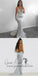 Mermaid Deep V-Neck Backless Sweep Train Silver Sequined Prom Dresses, TYP0240