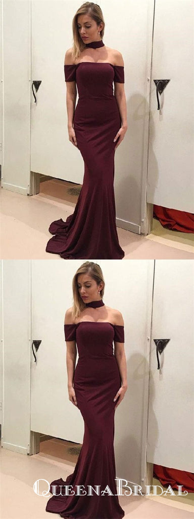 Charming Off the Shoulder Mermaid Long Prom Dresses for Women, QB0596