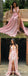Elegant V-neck Long Cheap Pink Lace Prom Dresses With Side Slit, QB0712