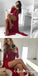 A-Line Off-Shoulder Long Sleeves Dark Red Prom Dresses with Lace, QB0507