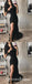 Strapless Black Long Mermaid Evening Gowns Prom Dresses Feathers Split, QB0780