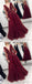 Sexy Backless Long Sleeves Burgundy Lace Long Evening Prom Dresses, QB0398