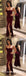 Burgundy Spaghetti Strap Side Slit Mermaid Evening Dresses Prom Dresses, QB0717
