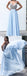 Gorgeous V Neck Spaghetti Strap Chiffon Light Blue Long Prom Dresses with Beaded, QB0605