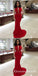Mermaid Round Neck Red Long Prom Dresses with Beaded Keyhole, QB0517